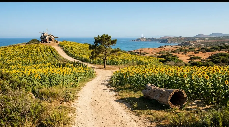 Camino de girasoles